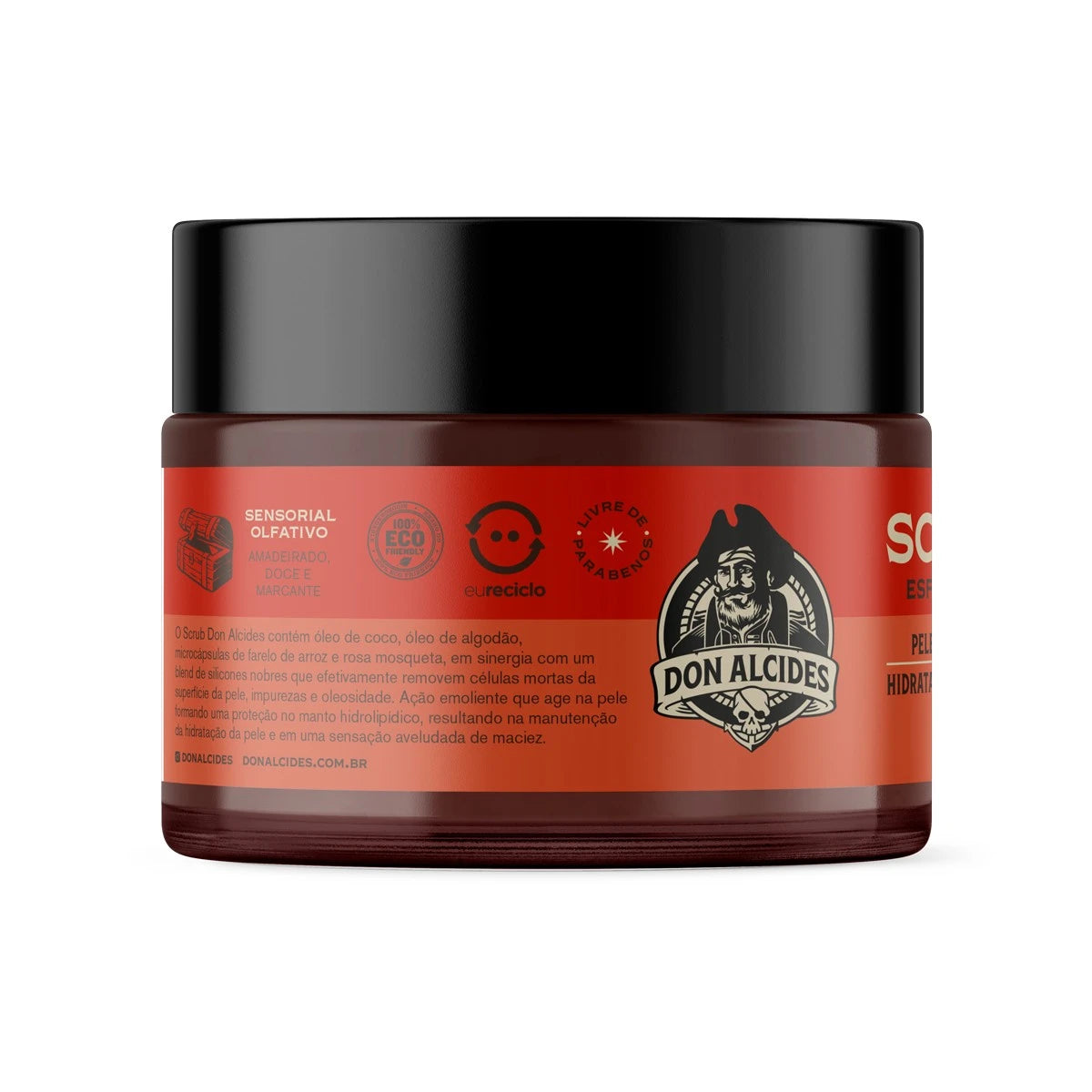 esfoliante masculino para corpo, barba e couro cabeludo don alcides barba negra 280g